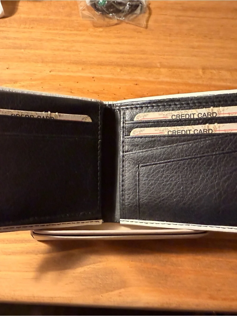 Vegan Leather Wallet with Map Print - Beige
